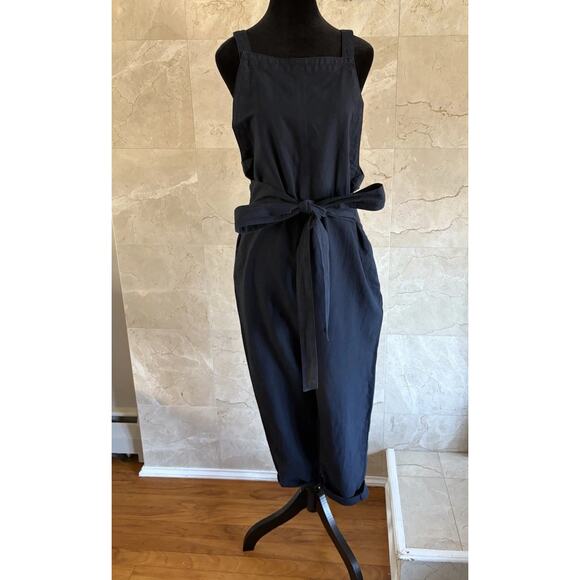 AG Adriano Goldschmied Darcy Navy Linen Jumpsuit - Small, Artsy Indie Minimalist - Picture 7 of 12